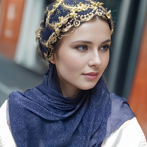 Ethnic style 102040 Islamic Muslim women's chemotherapy headwear cap solid color headscarf and <b>headband</b> - Product Image 1