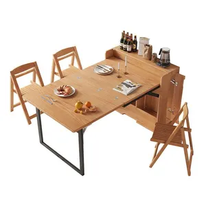 Conjunto de mesa de jantar dobrável de madeira mesa de jantar dobrável com cadeiras
