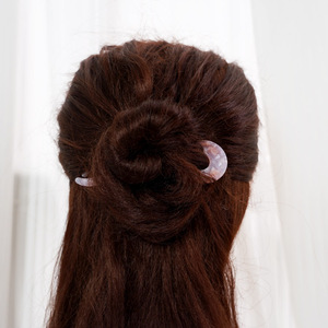 Accesorios personalizados para el cabello de mujer, horquilla de acetato de doble cabeza de 11cm con borde ondulado bonito, horquilla de pelo respetuosa con el medio ambiente - Product Image 6