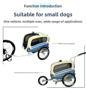 Rimorchio per <span class=keywords><strong>Bicicletta</strong></span> Pieghevole con Telaio in Ferro per Cani di Piccola Taglia, <span class=keywords><strong>Passeggino</strong></span> e Trasportino per Animali Domestici Due-in-Uno - Product Image 2