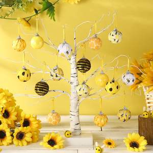 เครื่องประดับแขวนรูปผึ้งลูกบอลรังผึ้งสีเหลืองสีดำสำหรับงานเลี้ยงวันหยุด - Product Image 4