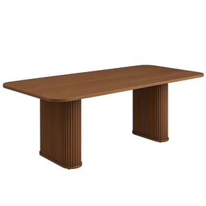 Contemporary European Modern Dinner Cater <b>Table</b> Rectangular Osten Solid Wood Fluted Base <b>Dining</b> <b>Table</b> for 6 8 10 seater - Product Image 1