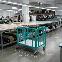 Chariot de manutention personnalisé pour matériaux de couture, chariot à cage en treillis métallique en acier pour la fabrication de vêtements