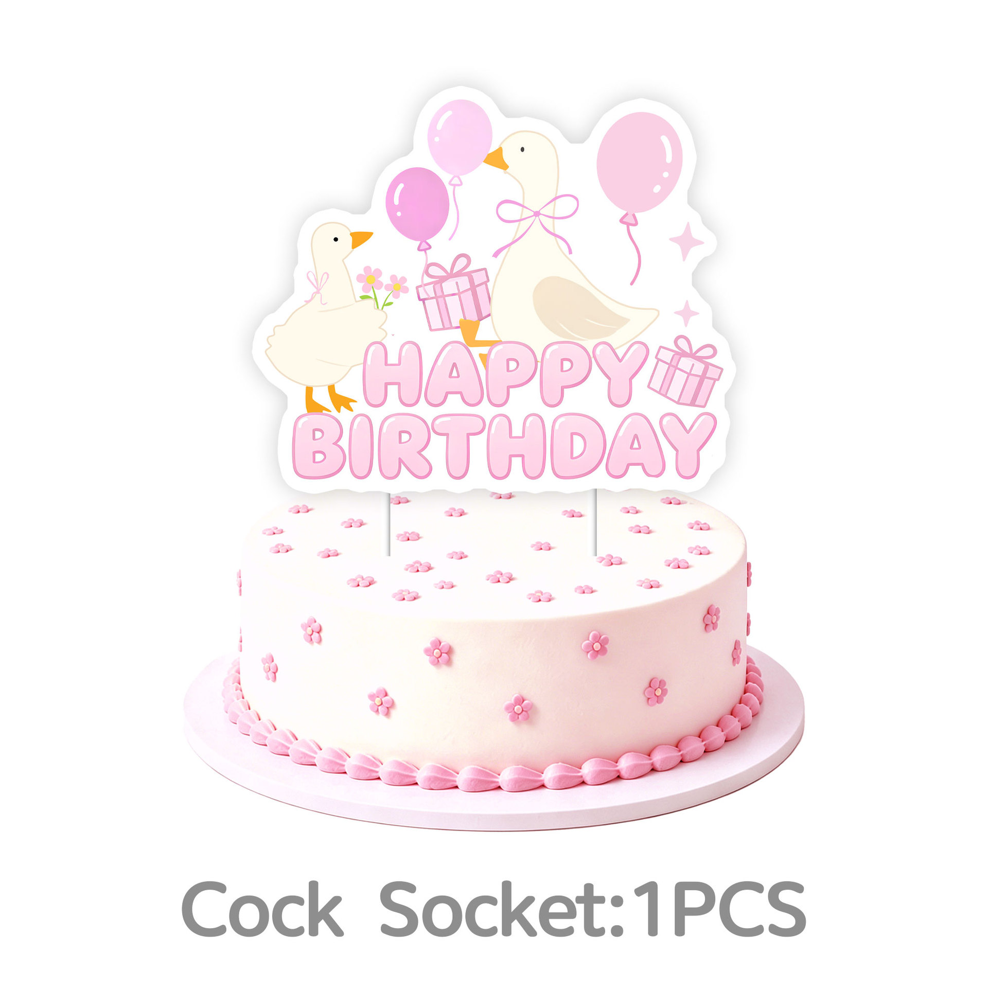 Décoration de gâteau rose-1pc