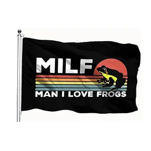 דיגיטלי מודפס באיכות גבוהה פוליאסטר חיצוני מקורה פרסום יחיד צדדי Milf-איש אני אהבה צפרדעים דגל באנר