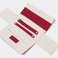Sac de rangement pour bijoux en cuir de vachette rouge de luxe avec logo personnalisé, organiseur de bijoux portable pour voyage, étui de rangement pliable pour femmes, cadeau