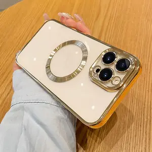 New Luxury Soft Full Protective Cover With Lens Protection Clear Magnetic Cell Phone Cases For iPhone 15 14 13 12 11 Pro Max