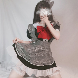 Bianco e nero Plaid cameriera Lolita bella giapponese Lolita Cafe cameriere - Product Image 4