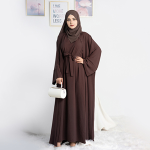 <span class=keywords><strong>Abbigliamento</strong></span> Islamico Best Seller: Abaya in Poliestere Stropicciato Stile Turco, Set Modesto a Due Pezzi per Donne Musulmane - Product Image 6