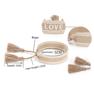 Pulsera bordada personalizable de amor salvaje, brazalete de cuerda trenzada de boda con borlas, solo para novia, 20 unidades, 70 diseños - Product Image 4