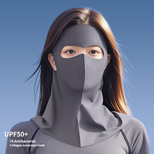 Masker Wajah Suameja Summer Full <span class=keywords><strong>Face</strong></span> Leopard Print Gaya Eropa-Amerika Bahan Sutra Es Mewah Ringan UPF 50 Perlindungan Sinar UV Matahari - Product Image 1