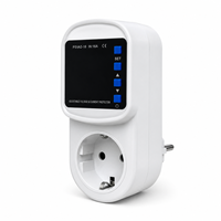 Protector de Voltaje Automático Monofásico, Enchufe de 16A 220V, Ajustable, con Pantalla LED de Sobrevoltaje/Sobrecorriente, Enchufe de Seguridad