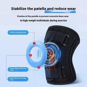 สนับเข่าแบบมีโครงอลูมิเนียมอัลลอยด์ ขนาดใหญ่พิเศษ สำหรับการบีบอัดและป้องกันกระดูกสะบ้าหัวเข่า เหมาะสำหรับการออกกำลังกายและเล่นกีฬา - Product Image 6