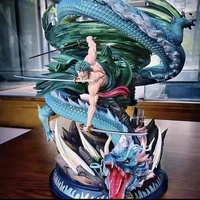 Statue Zoro Gk avec effet de dragon bleu, style trois épées, figurine anime en PVC