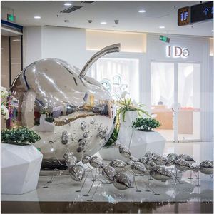 JYFMETAL Escultura de Pluma Art Deco Multifuncional, Duradera e Impermeable de Acero Inoxidable 316, Delicada Escultura Metálica para Montaje en Suelo Exterior - Product Image 1