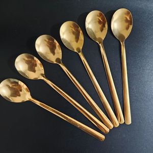 Versión de lujo, hecha de acero inoxidable 304 mejorado, chapada en titanio, cuchara redonda para comer, cuchara de estilo occidental, estilo coreano. - Product Image 1