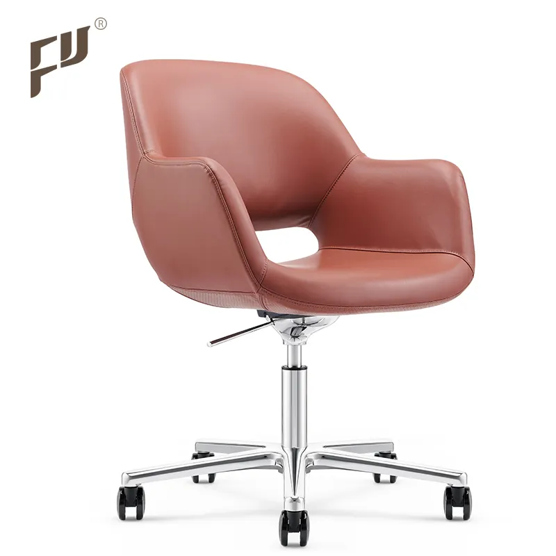 FURICCO Factory Stack able Soft Low Back Mittlerer Rücken Drehbarer PU-Leder Visit Office Chair für Lounge-Teestube