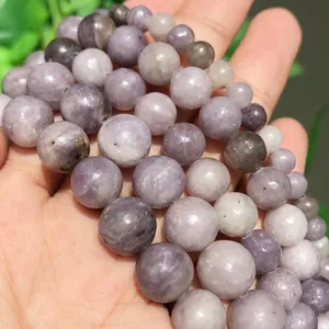 4/6/8/10MM Alami Bulat Manik-manik Bunga Lilac Jasper Stone Longgar Beads untuk Perhiasan Membuat Diy Gelang Kalung