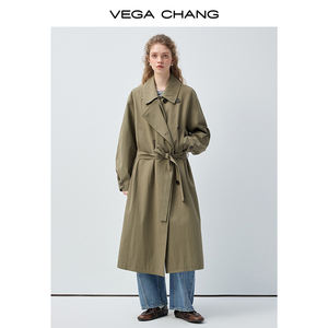 VEGA CHANG <span class=keywords><strong>Trench</strong></span> Coat <span class=keywords><strong>Verde</strong></span> Oliva Impermeabile con Cintura in Vita, Casual e Antivento per Uso Quotidiano - Product Image 2