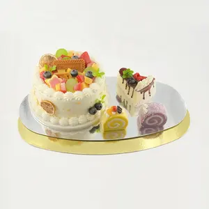 Nuevo artículo, tablero Base a prueba de grasa, laminado brillante redondo, tableros de pastel dorados, ovalados para fiesta de cumpleaños