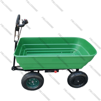 Chariot à benne basculante de jardin en plastique vert robuste électrique