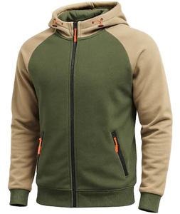 Veste zippée à capuche pour homme, grande taille, en polaire 100 % polyester, style streetwear, manches raglan, motif lettres, haute qualité, sur mesure - Product Image 1