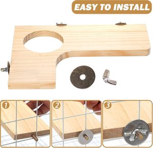 Cage à hamster Plate-forme en bois Chinchilla en forme de L Trou rond Plate-forme de jeu en bois Jouets à pédales en bois pour animaux oiseaux écureuil - Product Image 2