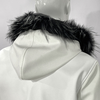 OEM ODM Veste en cuir zippée style urbain vintage, chaude, coupe ample, avec col en fourrure et capuche, imprimé tête de mort, mode hiver