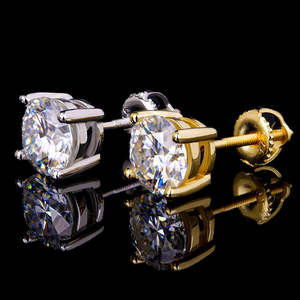 Vente en gros personnalisée de boucles d'oreilles fines en argent sterling 925 avec diamants Moissanite certifiés GRA, pour hommes et femmes, 3-10 mm - Product Image 1