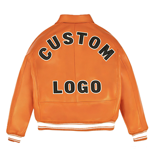 Veste d'hiver décontractée pour homme personnalisée, brodée en 3D, en cuir d'agneau, style varsity, style urbain, avec fermeture éclair, coupe-vent - Product Image 5