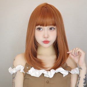 Perruque synthétique de cosplay Lolita Bobo orange longue et droite de 40 cm, résistante à la chaleur, pour Halloween et fêtes, vente en gros - Product Image 4