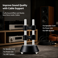 YIVO XSSH HIFI Support de câbles en alliage d'aluminium noir et argent pour amplificateur audio-vidéo, organiseur de câbles, plateau de rangement
