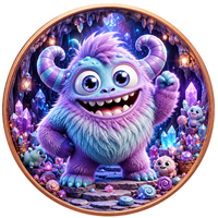Koin Monster Kartun Tembaga Murni 999 1 oz Terbatas, Relief 3D, Dilukis UV, Edisi Khusus Seperti Proof