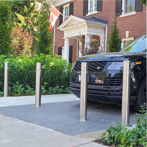 عمود مواقف متحرك من الفولاذ المقاوم للصدأ للاستخدام الخارجي، حاجز أمان يدوي قابل للسحب - Product Image 1