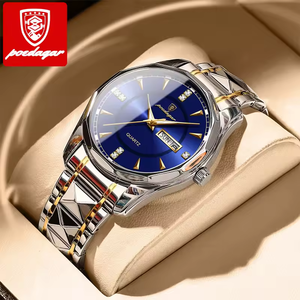 POEDAGAR 980 Reloj para hombre Negocios Azul Oro Acero inoxidable Cuarzo Reloj para hombre Moda Impermeable Luminoso Fecha Reloj para hombre - Product Image 6