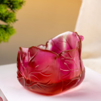 Porte-bougie en cristal de luxe en forme de feuille d'érable, porte-bougie chauffe-plat pour mariage et fête