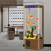Aquarium carré intelligent et compact en verre, écologique, sur pied, de type ornemental