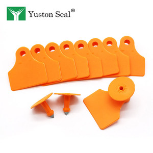 Nouvelles étiquettes d'oreille pour bétail en TPU 50x42mm - Impression personnalisée du logo et du code QR, tête en cuivre pour l'identification des porcs, des moutons et des chèvres, marque <span class=keywords><strong>YUSTON</strong></span> - Product Image 2
