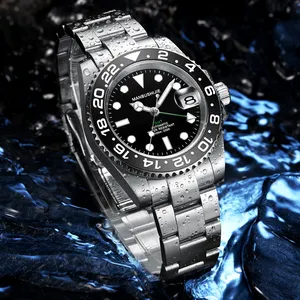 Corgeut OEM 40mm Luxury Men Sapphire Glass GMT 10ATM Diver Orologio Uomo Luminous Custom LOGO Black Automatic Watch