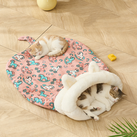 Lit pour animaux de compagnie en forme de grotte, en tissu peluche épais, mignon, coloré, en fausse fourrure, tendance, chaud, pour chat