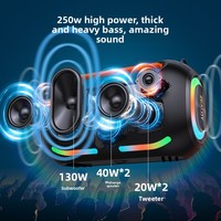 Altavoz Bluetooth 5.3 Portátil Zealot ZE41 de 250W con Dos Micrófonos Inalámbricos, Sonido Estéreo de 3 Vías, 48000mAh, para Fiestas al Aire Libre