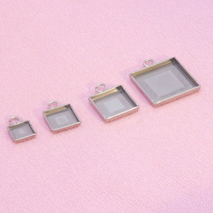 Stainless Steel <b>Square</b> Pendant Holders 6mm-15mm DIY Jewelry Accessories Geometry Design For Crystals And Gemstones - Product Image 4