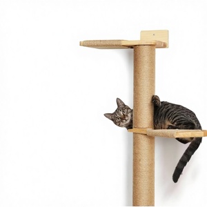 Moderno Árbol para Gatos de Madera de 5 Niveles, Montado en la Pared, con Poste Rascador de Sisal para Escalar y Descansar, Ecológico - Product Image 6
