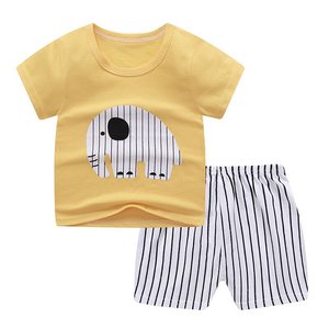 Ensemble de shorts à manches courtes en coton pour bébé, imprimé de dessins animés, t-shirt pour bébé garçon et fille, tenue 2 pièces, vêtements d'été pour nouveau-né, vente en gros - Product Image 1