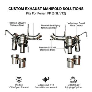 Kit d'échappement Catback en acier inoxydable poli miroir Vortex avec embouts quadruples pour Ferrari FF 6.3L V12 2011-2016, modification de course - Product Image 1
