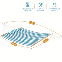 Hamac personnalisé avec barres de maintien et oreiller amovible, durable, de luxe, double, en tissu matelassé, avec sac de transport, pour adulte