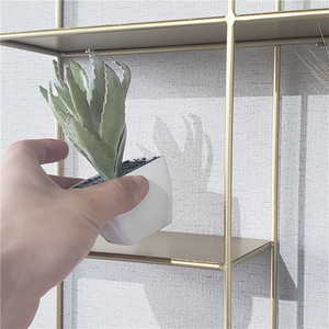 तीन-परत वर्ग गोल्डन फ्लोटिंग धातु दीवार फांसी भंडारण शेल्फ घर सजावट दीवार घुड़सवार शेल्फ कोष्ठक - Product Image 4