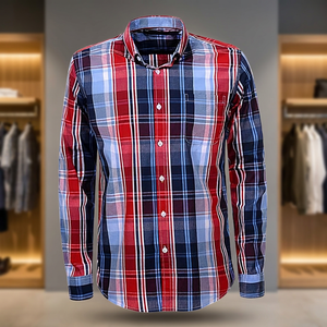 เสื้อเชิ้ตผู้ชายทรงเวสเทิร์น แขนยาว คอตั้ง พิมพ์ลาย ทรงเข้ารูป กระดุมเดี่ยว ผ้าฝ้ายคุณภาพสูง 100% ยี่ห้อ FIT CHAMP สำหรับฤดูใบไม้ผลิ - Product Image 4