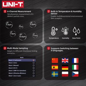 เครื่องวัดอนุภาคเลเซอร์ UNI-T รุ่น UT337B 6 ช่องสัญญาณ ความแม่นยำสูง เครื่องตรวจจับก๊าซ 6-in-1 แบบพกพา ตรวจสอบฝุ่นละออง คุณภาพอากาศ UT337B - Product Image 2