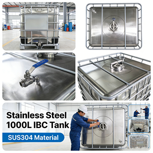 Serbatoio di Stoccaggio IBC in Acciaio Inox SS316 da 1000L per Liquidi Chimici e Azoto Liquido, Impilabile, Conforme agli Standard UE - Product Image 3